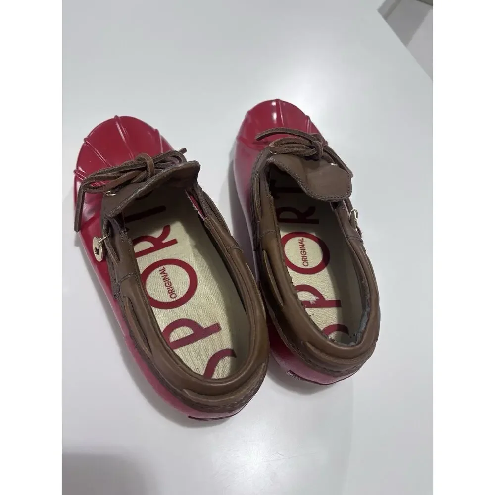 Vtg Sporto Originals Duck Shoes Women's Sz 7 Red Low-Top Boat Shoes Aroostic